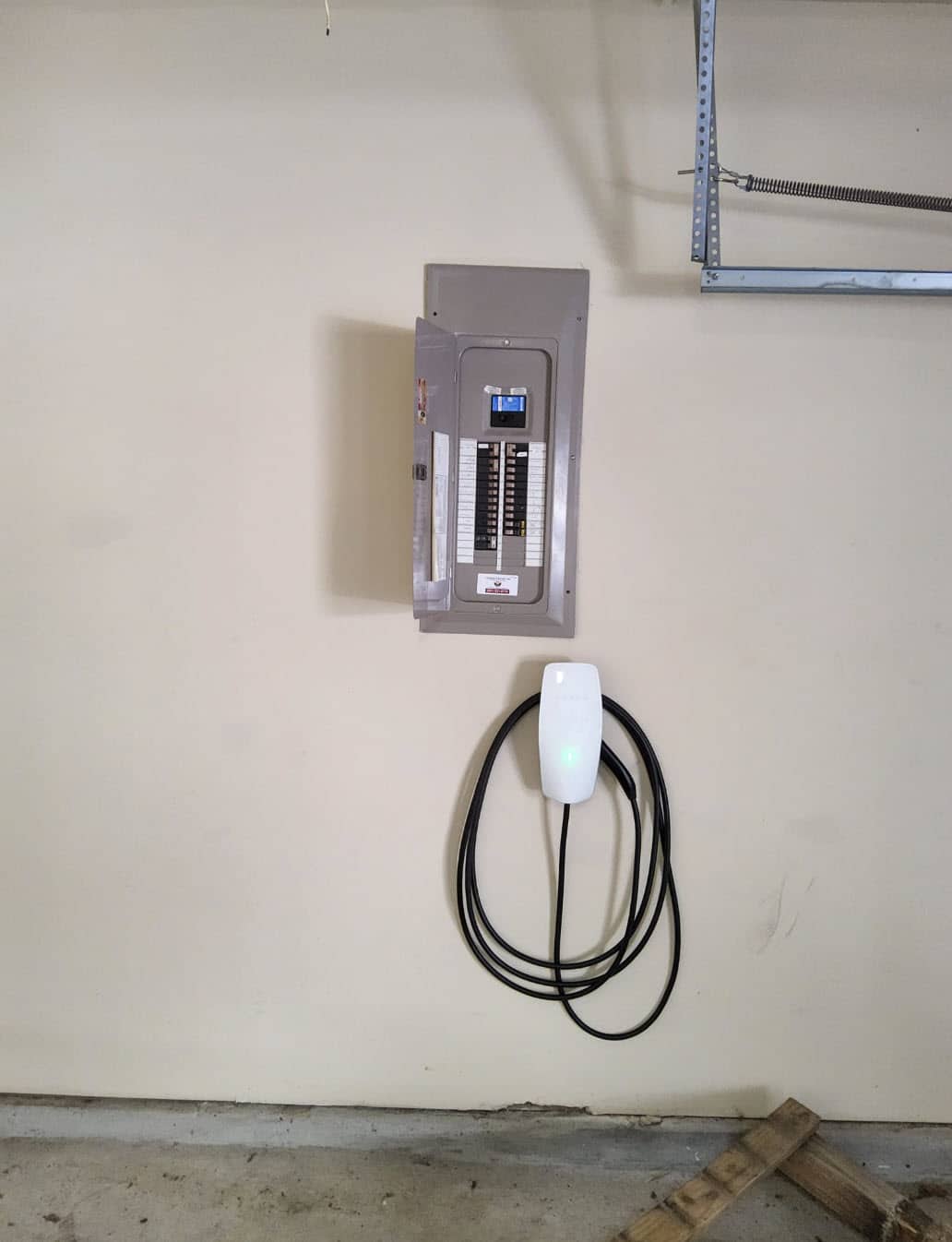A Tesla Wall Connector installation in Houston, Texas